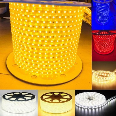 16-328FT 110V 5050 LED Strip Light Outdoor Tube Waterproof LED Rope US Plug Kit