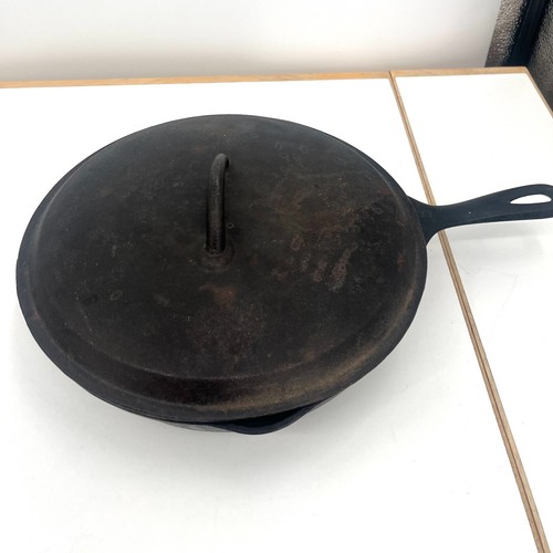 Wagner Ware Sidney -0- Gusseisen Pfanne #8 Bratpfanne 1058 S Vintage mit Deckel