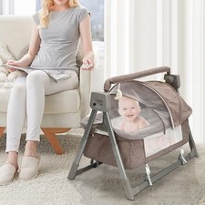 Portable Electric Baby Swing Cradle With Remote Bassinet Rocking Crib Infant Bed