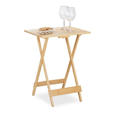 Klapptisch Beistelltisch Bambustisch Balkon Tisch leicht klappbar natur - Bild 1 von 4