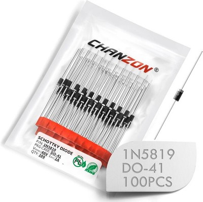 100Pcs 1N5819 Schottky Barrier Rectifier Diodes 1A 40V DO-41 DO-204AL Axial 1