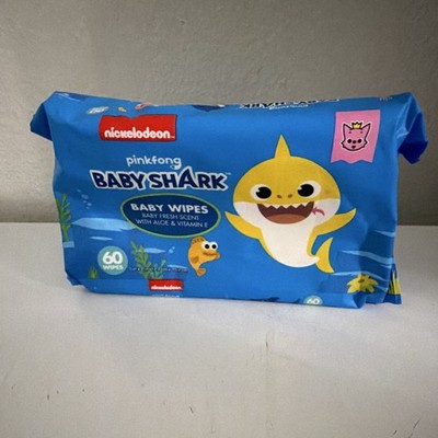Nickelodeon Baby Shark Baby Wipes Baby Fresh Scent Aloe Vitamin E 60 Count