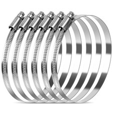 6 Pack 6 Inch Hose Clamps Stainless Steel Large Hose Clamp Duct Clamps Adjustabl