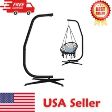 Metal Hanging Hammock C-Stand Black Offset Base Weather-Resistant Finish Only