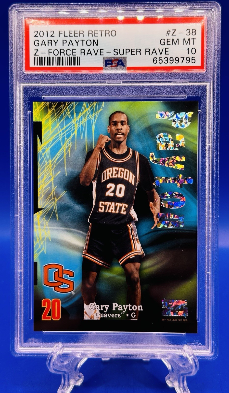 2012 Fleer Retro Z-Force Rave - Super Rave Z-38 /50, Gary Payton, PSA 10