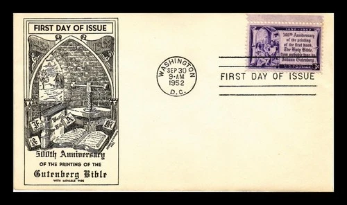US COVER GUTENBERG BIBLE 500TH ANNIVERSARY FIRST DAY ISSUE SCOTT 1014
