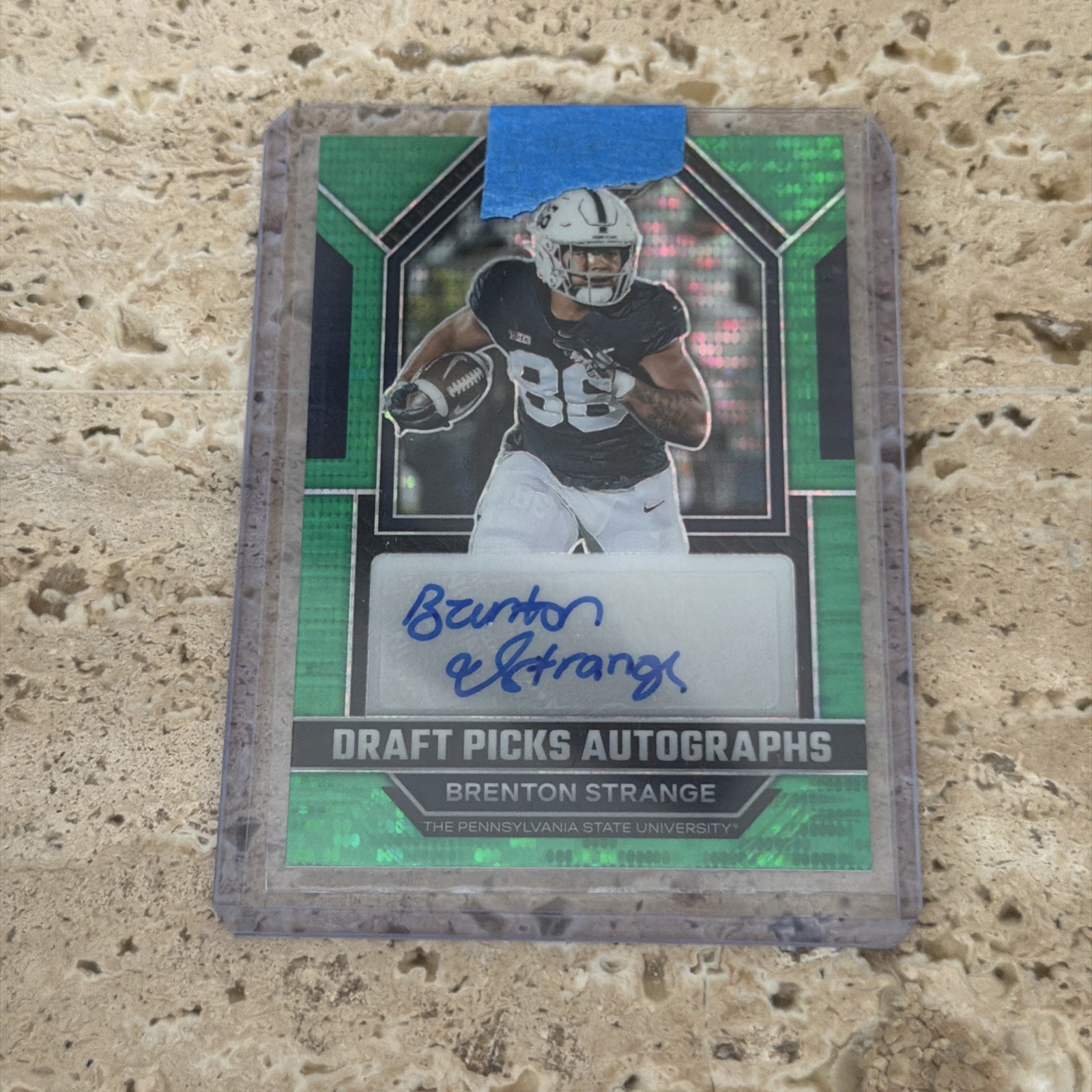 Brenton Strange Panini Prizm Draft Picks Draft Picks Autographs #DPABRS Green Pulsar