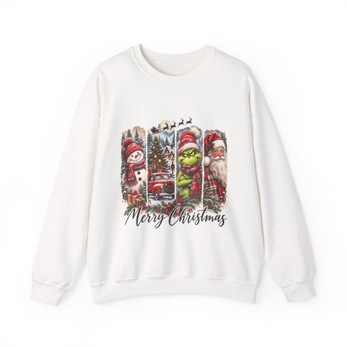 Merry Christmas Grinch, Snowman & Santa Pullover