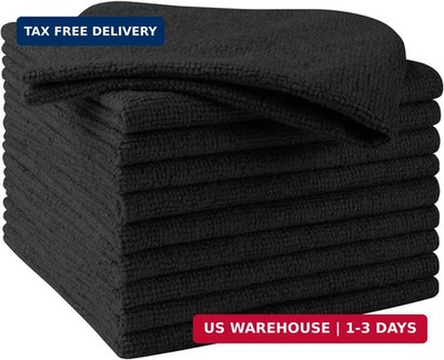 HOMEXCEL Black Microfiber Cleaning Cloths, 10 Pack Microfiber Towels for Cars, L