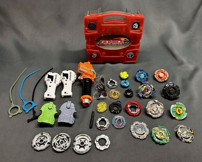 Beyblade Metal Masters Red Carrying Case Storage W/ Various Parts And Launchers