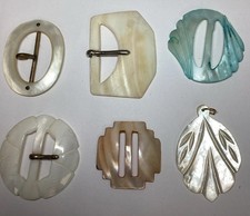 6 Mother Of Pearl Antique Buckles  Pull 272