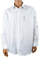 Michael Kors Mens Shirt New XXL 18.5 34/35 Blue Yellow Plaid Stretch Regular Fit