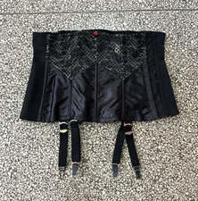 Vintage 80s Fredericks of Hollywood Girdle with Garters Black Curve Control M