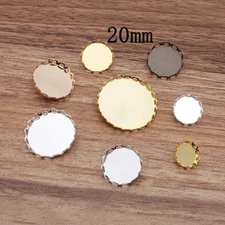 Clearance 20PCS, Brass Round Cabochon Tray Button Charm Pendant, Scallop QBB13