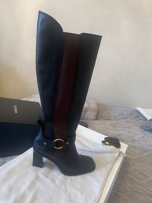 See by Chloe Women's Boots Size 37 Black Leather Knee High Zip Up Italy New