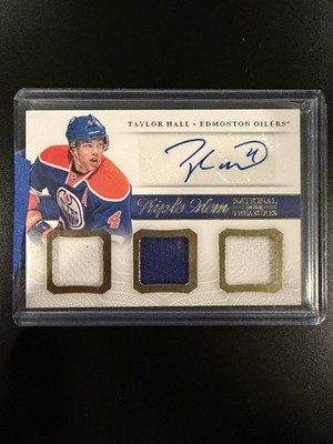 2013 PANINI NATIONAL TREASURES TAYLOR HALL TRIPLE MEM/AUTO #TM-TH
