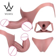 Wearable Penis Sleeve Extender Enlarger For Men Silicone Realistic Hollow Pants