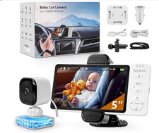 Wireless Baby Car Monitor-No WiFi-Zoom/Night Vision/Temp/Feeding/2-Way Talk/Vox