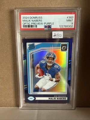 2024 Donruss Malik Nabers Purple Optic Preview /50 PSA 9