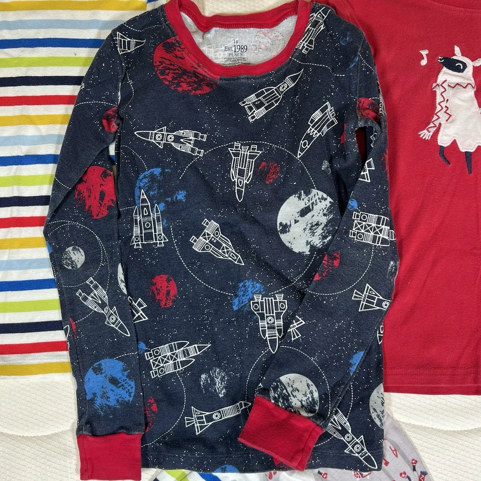 Lote de pijamas de Navidad ropa de dormir niños niños talla 10 (5 piezas) llama rayas espaciales V Foto 2 de 4