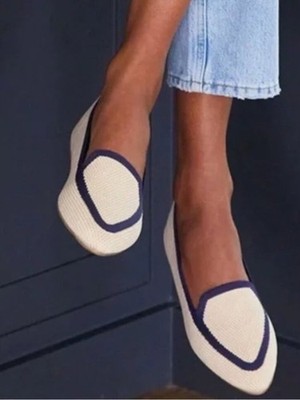 Birdies the blackbird flats loafers eggshell navy  Ballet Flats women 9.5 EUC