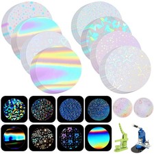 200 Pcs Badge Protective Film 45mm 1.77 in , 8 Styles of Holographic Glitter,