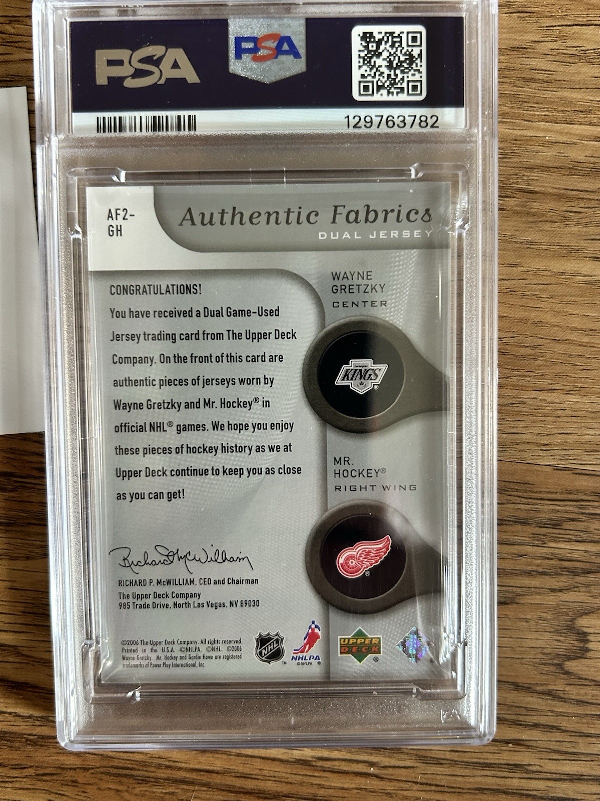 2005 SP Game Used Gretzky & Howe / 100 PSA 8 view 2