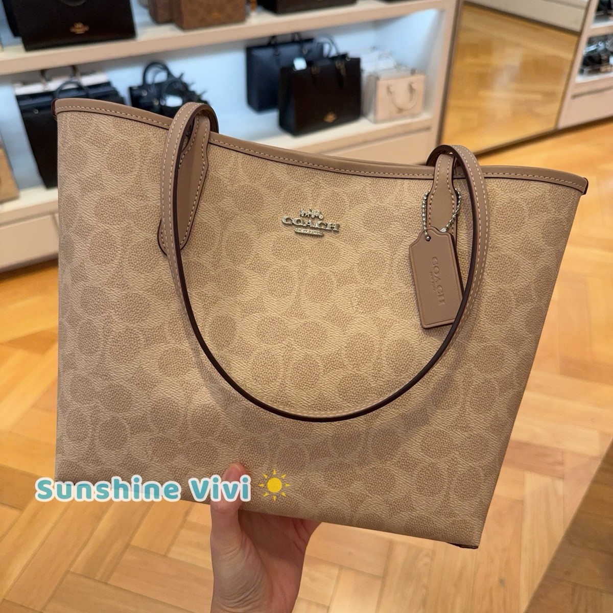 NWT Coach Medium City Tote Bag In Signature Canvas CDX82 Silver