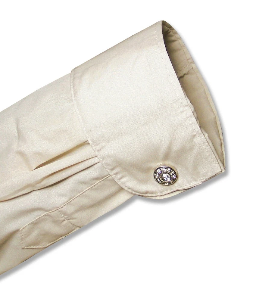 Camisa de vestir para hombre color beige liso marrón con puños convertibles talla 16 1/2 32/33 Foto 2 de 4