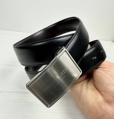 Trussardi Collection Men s Leather Belt 110/125 Black Metal Buckle Made in Italy