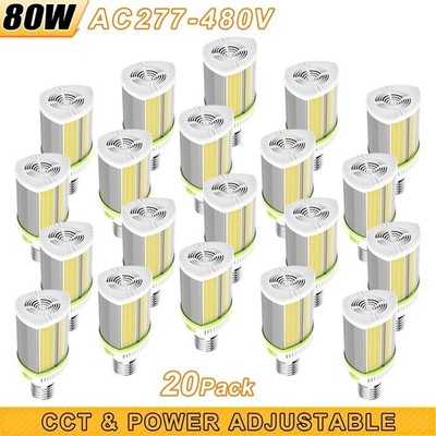 480V 80W LED Corn Bulb Light Shoebox Wall Pack Replacement Pole Lamp E39 (20PCS)