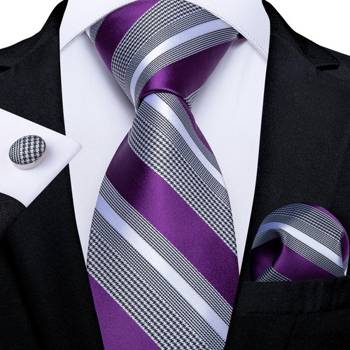 Classic Mens Tie Paisley Floral Striped Necktie Hankie Cufflinks Set Wedding USA - Picture 73 of 250