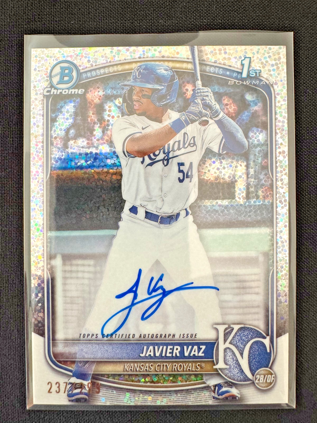 2025 1st Bowman Chrome Javier Vaz CPA-JVA Speckle Refractor Auto /299