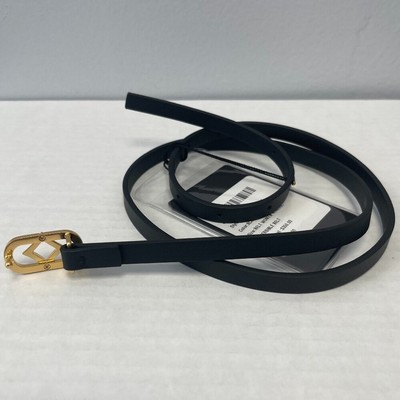 MCM Spanish Calf Thin Leather Belt w/ 24k Gold-Plated Brass  display picture 3
