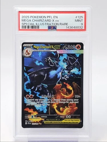 MEGA CHARIZARD X EX 2025 POKEMON SPECIAL ILLUSTRATION RARE 125/094 PSA 9 Q0878