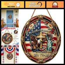 250th Anniversary Wooden Eagle Door Sign - 1776-2026 Freedom Wreath Decor, Wall