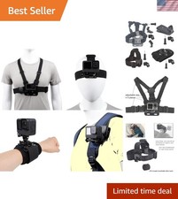 360 Rotating GoPro Mounts: Adjustable Head, Chest Wrist Straps for Adventures
