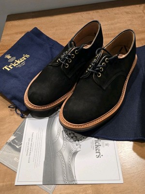 New! Tricker's Black Hydro Nubuck Daniel Tramping Shoe 8.5UK/9.5US