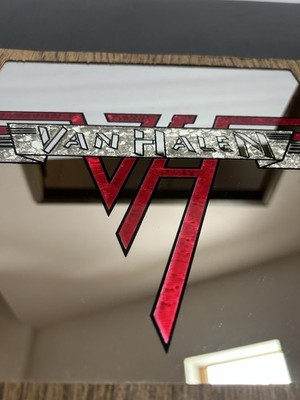 80's ヴィンテージ Van Halen カーニバル・グラス・ミラー Van Halen 1980s Carnival Mirror 12.5x12.5 VTG Rock Band Mirror