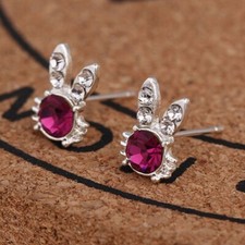 Luxury Earrings Pink Rabbit Ears style Crystal Studs Women Girls Gift AWESOME UK