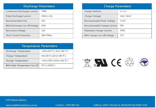12V 120Ah Lithium Battery With Bluetooth Solar Caravan 4WD RV - Picture 8 of 13