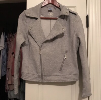 Rare Adidas Originals Moto Jacket Grey M Biker Gray Motorcycle Sweatshirt SST M
