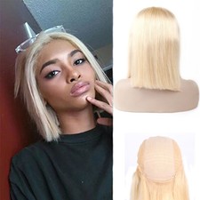 Brazilian Human Hair 13X4 Lace Front Bob Wig Blonde 4 4 Bob Wigs 10-16inch
