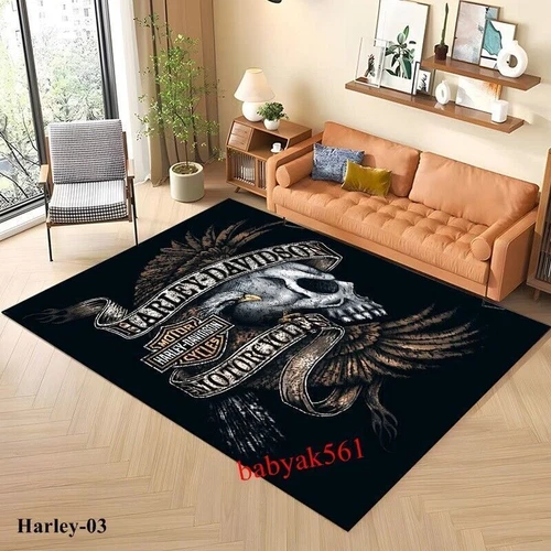 2026 Retro Motorrad Harley SKUll Racing Teppich Fußmatte Wohnzimmer Schlafzimmer - Bild 25 von 35