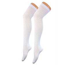 edle sexy Damen Trachten Overknee Trachtenstr&uuml;mpfe H&auml;ckellook halterlose (wei&szlig;)