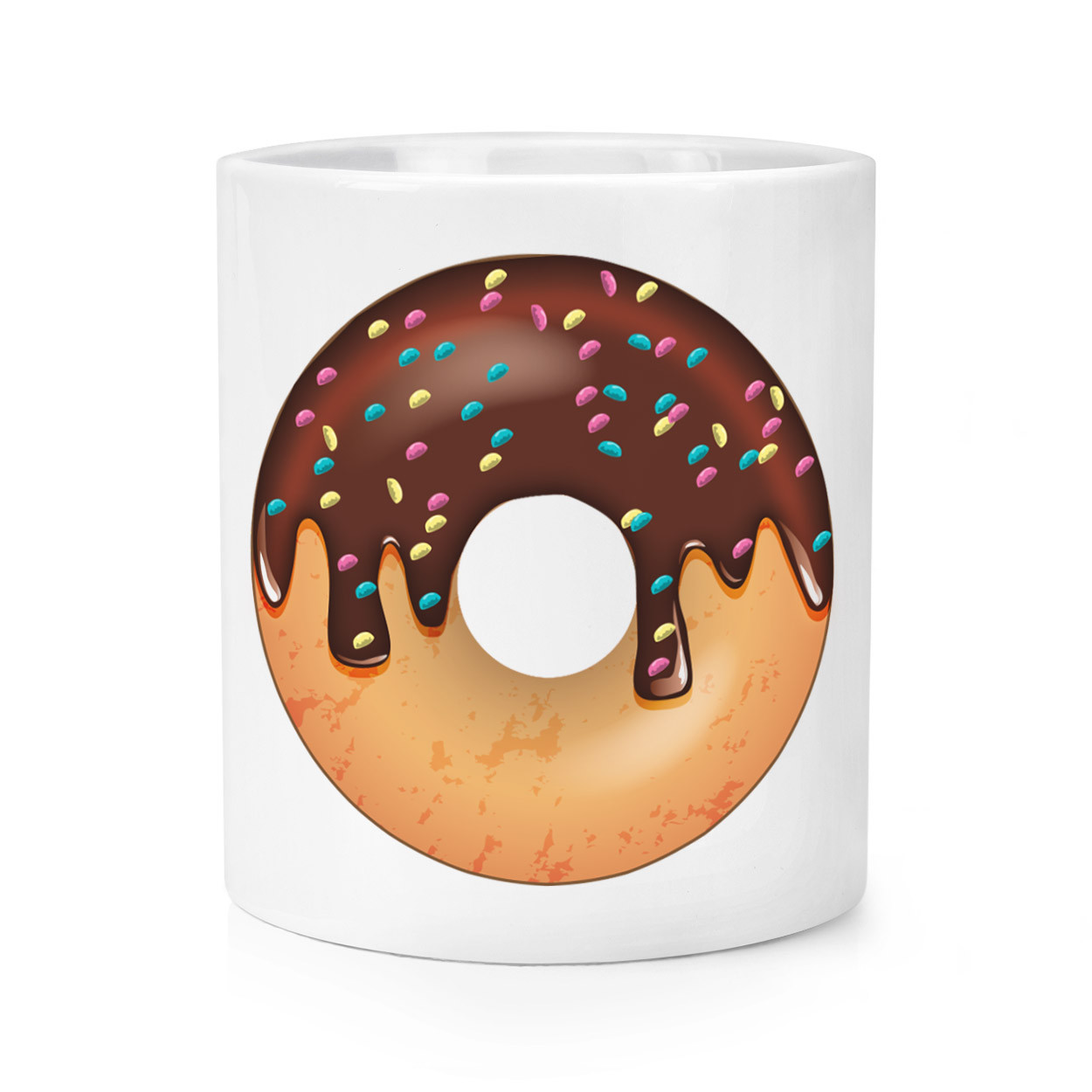 Chocolate Sprinkled Glazed Doughnut Makeup Brush Pencil Pot - Funny Food