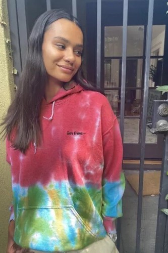 UO iets frans Rainbow Pink Blue Tie-Dye Hoodie Women's S Small | eBay