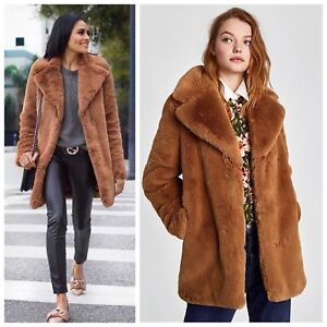 Rare! Size XS - NWT ZARA TEXTURED LAPEL JACKET FAUX FUR COAT TEDDY COAT ...