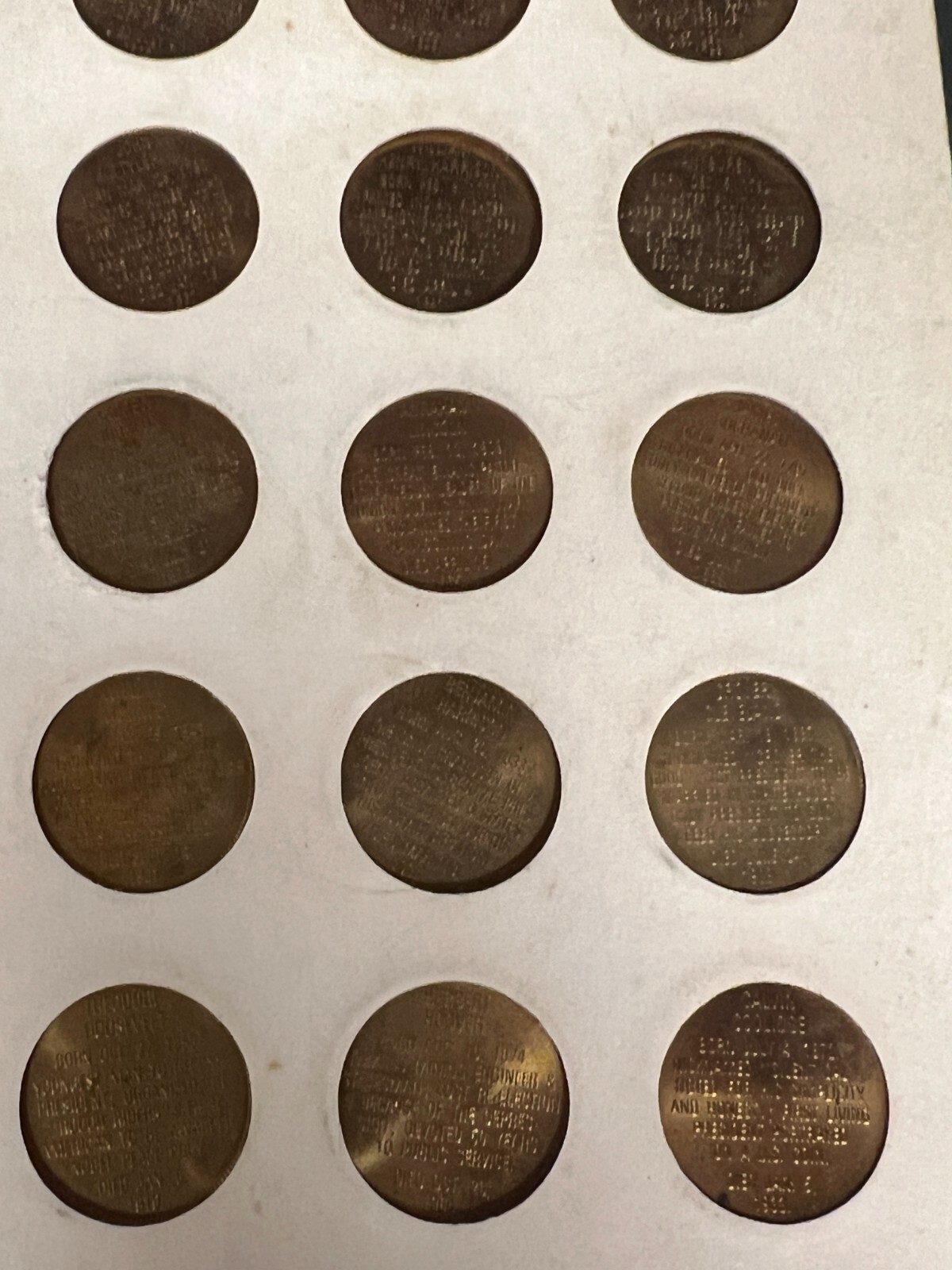 1968 FRANKLIN MINT COLLECTORS SET SOLID BRONZE PRESIDENTIAL COINS HALL