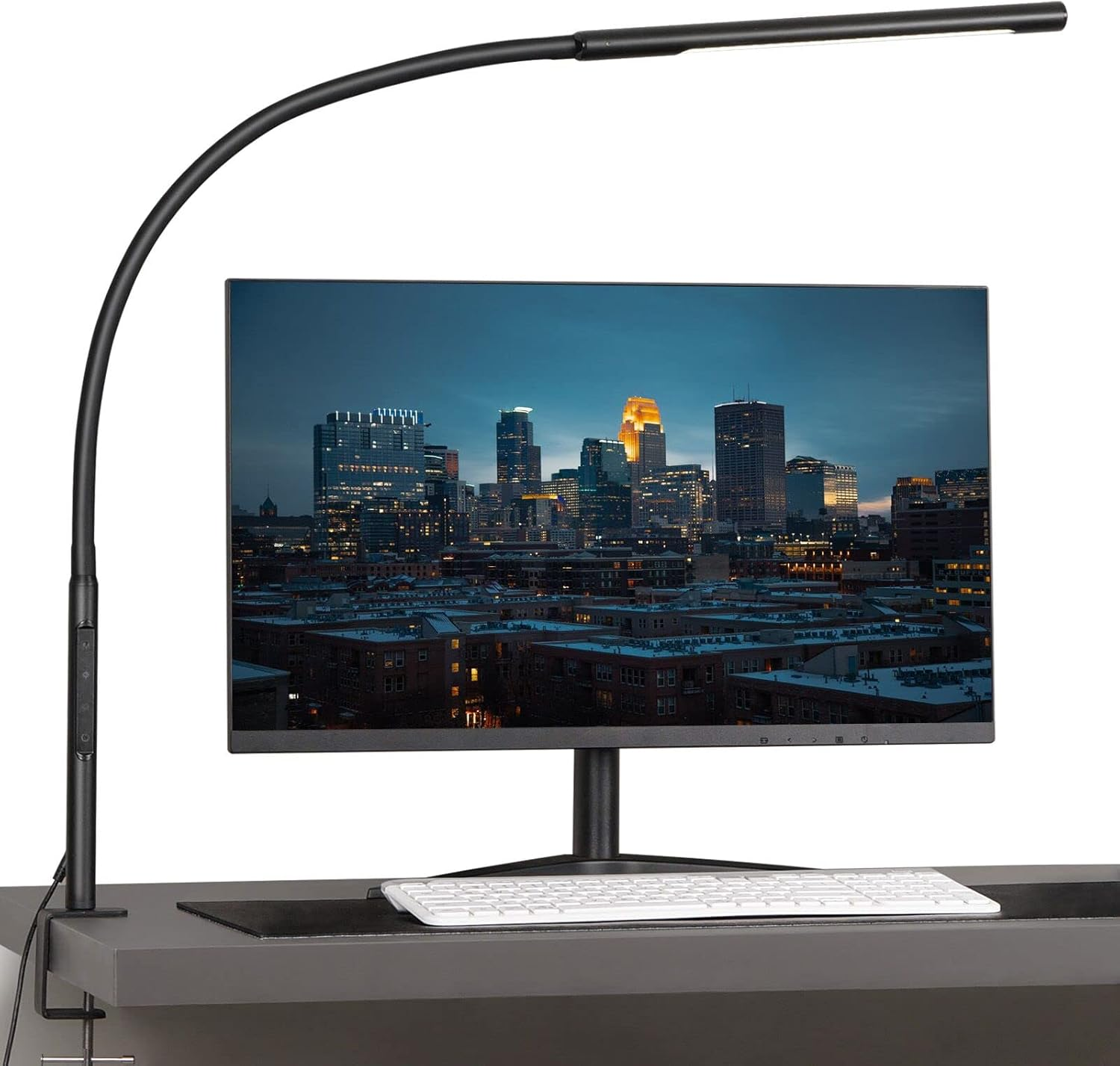 Desk Lamp, Eye-Caring Desk Light, Gooseneck Lamp with Clamp, Adjustable Color Te